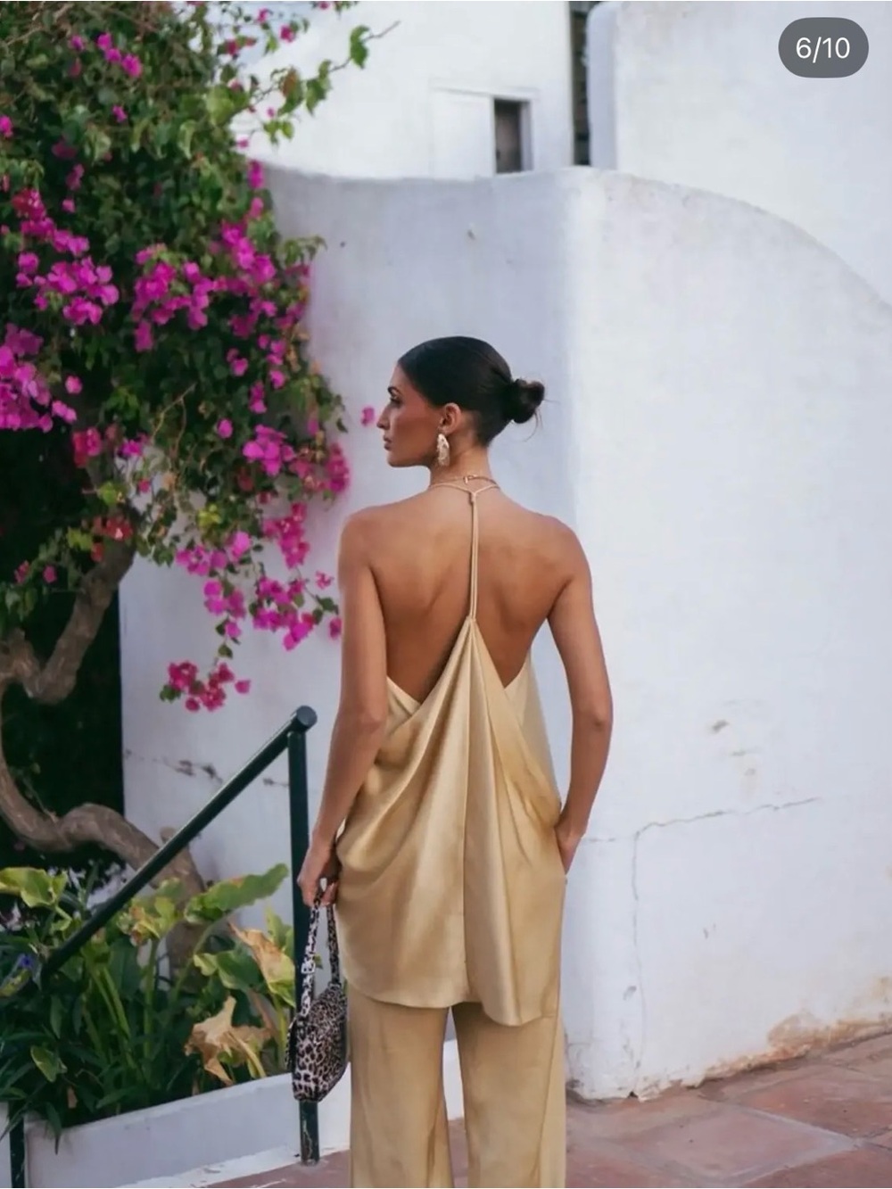 Zara Metallic Gold Satin Draped Top